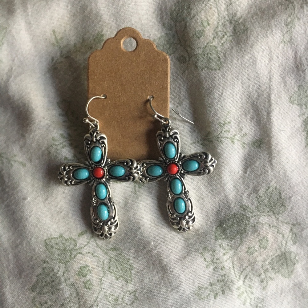 Cross dangle earrings